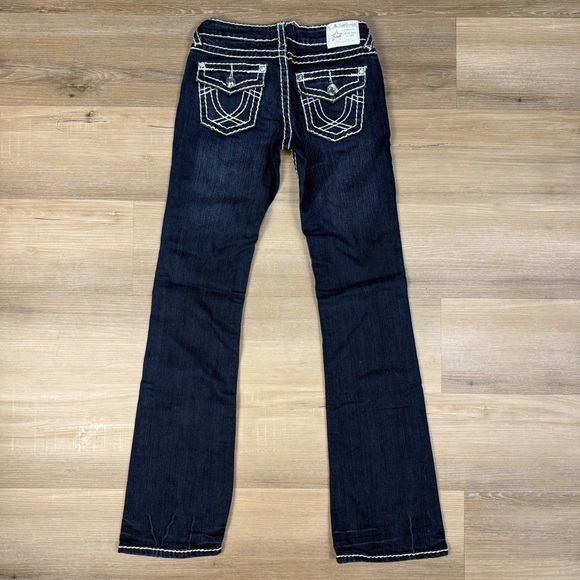 L.A. Idol Low Rise Boot Cut Jeans with Contrast White Stitching, Size 3 - Picture 2 of 6